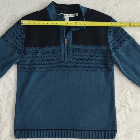 Obermeyer Men's Teal and Navy Zip-Up Sweater - Picture 11 of 17